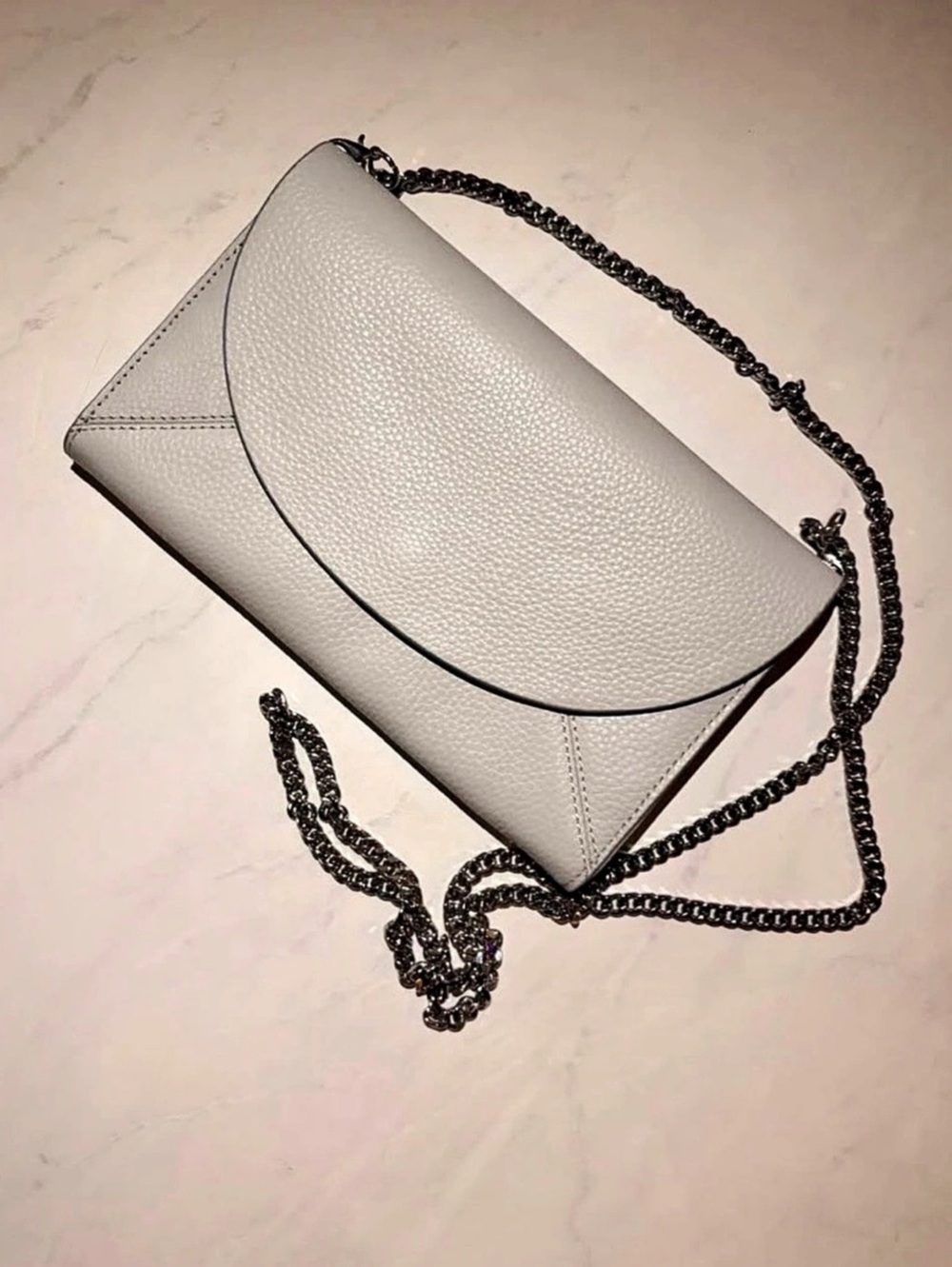 Tory Burch Pebble Envelope Chain Wallet in White